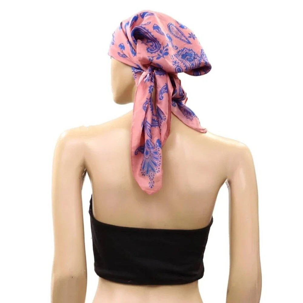 Free People So Silk Printed Bandana Scarf Tube Top Belt Floral Paisley Wrap OS
